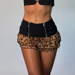 Black and Cheetah print Micro Skirt  S